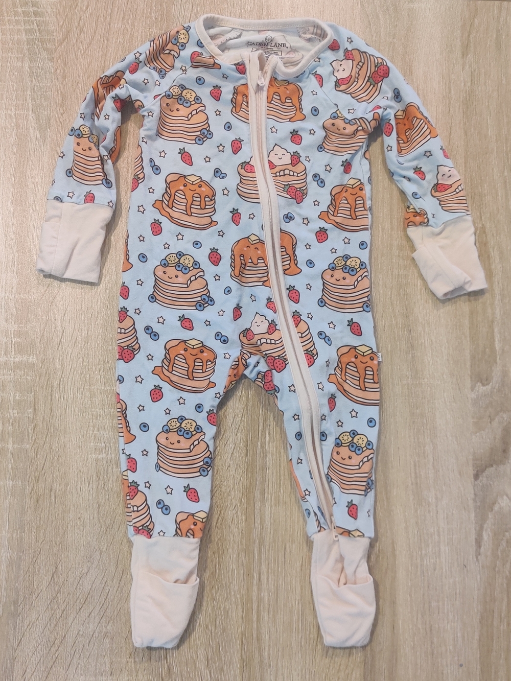 Caden Lane Light Blue Pancake Print One-Piece Size 0-3mo